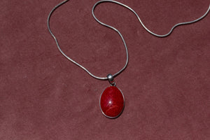 Coral Pendant + Snake Chain