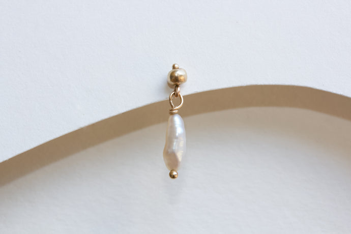 pearl bead stud | 14k gold